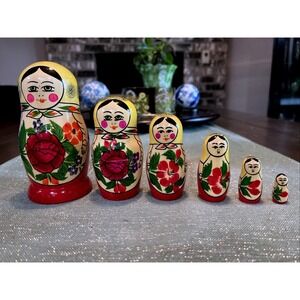Vintage Soviet Russian Matryoshka Nesting Dolls Set of 6~5 Inch